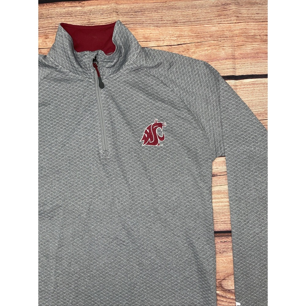 Washington‎ State Cougars Champion Sweater Mens Size S Slate 1/4 Zip Knit WSU
